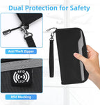 ZOPPEN Passport Holder Family RFID Passport Wallet, Passport Holder Women/Men, Travel Wallet Documents Organizer Zipper Case with Removable Wristlet Strap, Travel Essentials for Flying