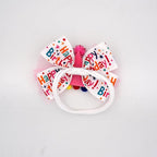 Birthday Hair Bow for Baby Girls 1 2 3 4 5 6 Years Sprinkle Decorations Party Hair Accessories Headband for First 1st Birthday Confetti Ice Cream