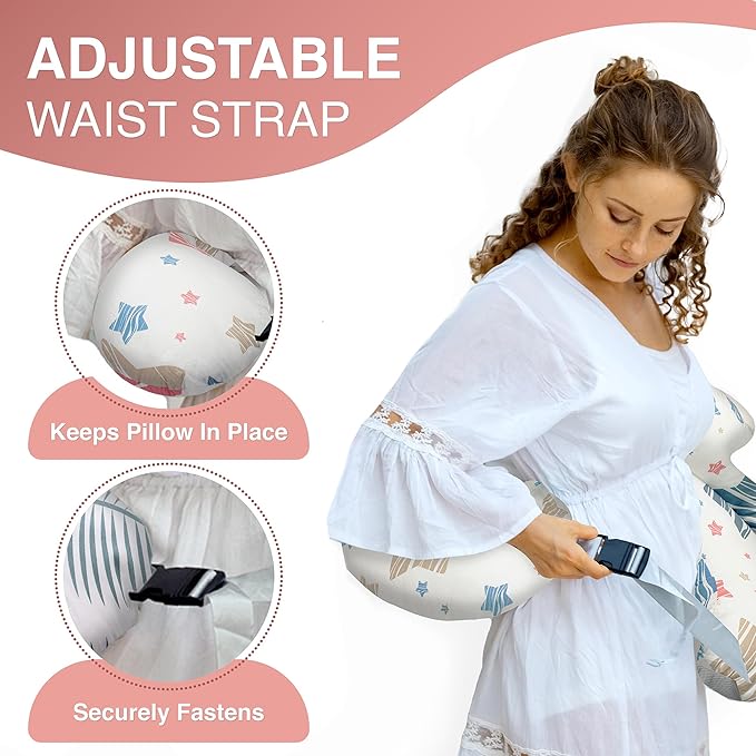 PILLANI Nursing Pillow for Breastfeeding & Bottle Feeding, Original Breast Feeding Pillow for Mom & Baby, Removable Cotton Cover, Adjustable Waist Strap, Baby Girl Boy Essentials Must Haves