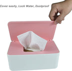 Diaper Wipes Dispenser, Tissue Storage Box Case, Wet Wipe Dispenser Holder with Lid for Home, Office, Cars (Pink)