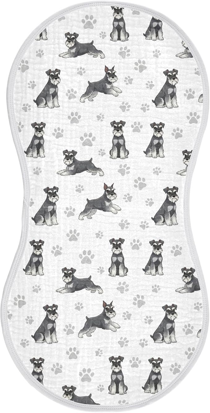 1 Pack Muslin Burp Cloths Miniature Dogs White Cotton Baby Burp Cloths Ultra Absorbent Soft Thick Burping Cloth for Newborn Must Haves 22x11 Inch