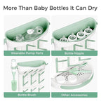 Momcozy DIY Larger Bottle Drying Rack for 18 Bottles, Space Saving Countertop Vertical Rack with Brushes Holder, Detachable Travel Bottle Rack for Baby Accessories & Pump Parts
