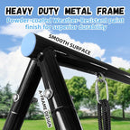 4-in-1 Heavy Duty Swing Set for Backyard – Large Metal Frame with Saucer Swing, Sandbox, Basketball Hoop & Single Swing Seat | Toddler to Kids Play Equipment | Outdoor & Indoor Use | Kids Gift