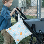 2pcs Cloth Diaper Wet Dry Bags, Waterproof Reusable Wet Bag with 2 Zipper Pockets & Handle, Washable Laundry Bags for Baby Adult Clothes Travel Beach Pool Daycare Yoga Gym Exercise Swimsuits,