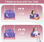 Foldable Toddler Swing Set, Indoor & Outdoor Baby Swing Set for Backyard, Safe and Durable Design, Grow with Your Child (Pink)