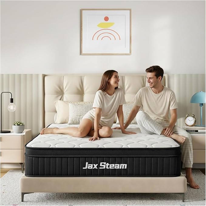 12 Inch Queen Mattress, Queen Size Memory Foam Mattress & Pocketed Coils, Medium Support for Pressure Relief & Motion Isolation, Fiberglass Free, Certified Safe Materials, Mattress in A Box