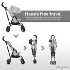 Dream On Me Rover Convenience Baby Stroller in Gray, Lightweight & Compact Umbrella Stroller, Easy one-Hand fold Travel Stroller, Lockable Rear Wheels, Removable & Adjustable Canopy