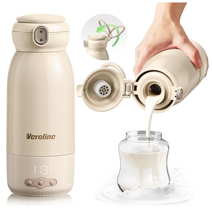 Portable Bottle Warmer for Travel, 17 Oz Baby Bottle Warmer, Super Fast Charging Milk Warmer with Adjustable Temp & Keep Warm for Formula, Breastmilk, Rechargeable & Cordless Water Warmer