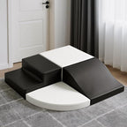 4-Piece Soft PU Leather Toddlers Climbing Toys, Baby Foam Climbing Blocks for Toddlers 3, Indoor Climb and Crawl Activity Play Set, Foam Play Gym Climbing Structures (Black and White)