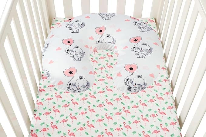 Nursing Pillow Cover Set 3 Pack Nursing Pillow Slipcovers for Moms Breastfeeding Moms, Ultra-Soft Stretchy Fit Standard Nursing Pillows Flamingo Elephant & Lion
