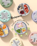 8” Stainless Steel Toddler Plate with Suction, Divided Plates with Removable Silicone Sleeves for Kids, Non Toxic & BPA Free | Non Slip | Unbreakable Baby Snack Dishes Set of 2, Blue & Sage