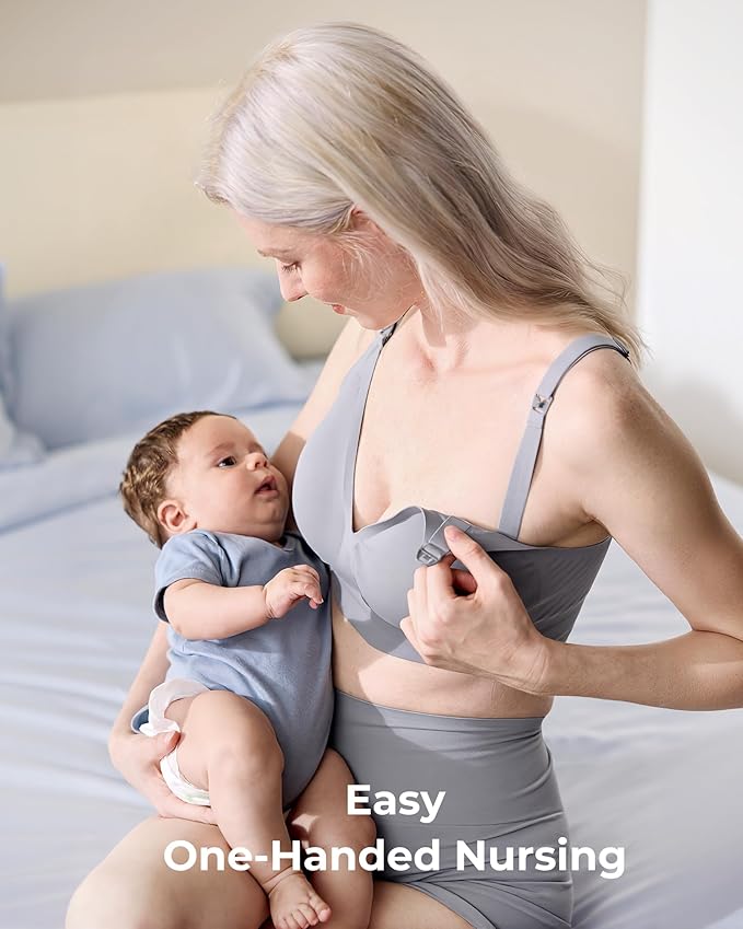 Momcozy CoolFit Nursing Bras for Breastfeeding, Ultra Stretch Seamless Jelly Strip Maternity Bra, Cooling Wireless