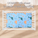 UOMNY Crib Sheet, Dinosaur Crib Sheets Baby Sheet for Standard Crib and Toddler Mattresses Nursery Bedding Sheet Crib Mattress Sheets for Boys and Girls 1 Pack Toddler Sheet