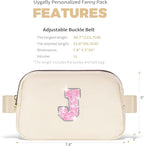 Fanny Pack Belt Bag Crossbody Bags with Initials Letter Patch Trendy Stuff for Teens Cute Stuff Birthday Gifts for Teenager Girls | Khaki,Initial J