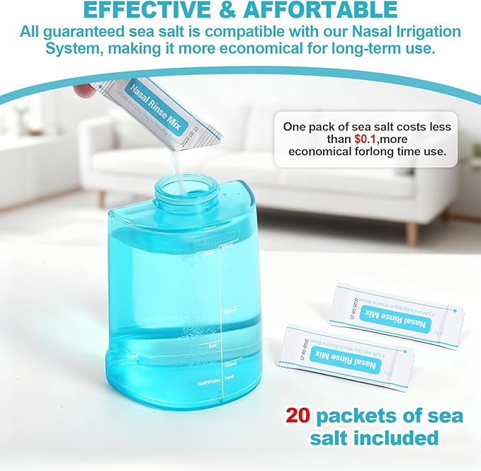 Nasal Irrigation System Electric Nasal Sinus Rinse Machine with Smart Display Screen, Dual Water Tanks, 9 Suction & Water Flow Modes, Nasal Irrigator for Allergies/Nasal Congestion/Runny Nose