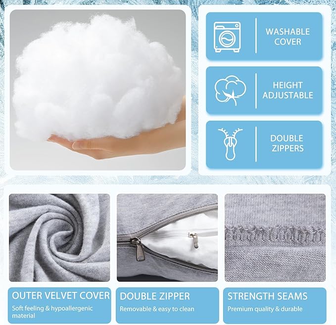 Chilling Home Pregnancy Pillow, Full Body Maternity Pillow for Pregnant Women, 63 inch Comfort U Shaped Pillow with Removable Washable Cover Cooling Jersey - Grey