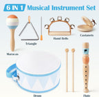 Drum Set for Boys - Toys for 2 3 Year Old Boy Birthday Gifts - Wooden Montessori Musical Instruments for Toddlers 2-4, Preschool Musical Toys with Snare Drum for Kids Age 3-5