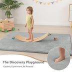 Baby Play Mat for Floor,1.3" Thick Elasti-Foam 50"×74" Playpen Mat for Tummy Time,Water Repellent Soft Coral Velvet for Toddler,Infant,Kids,Non-Slip Backing Safe for Crawling(Light Grey)