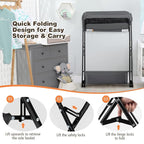 Costzon Changing Table, Portable Baby Changing Table Foldable Diaper Changing Station with Safety Belt, Large Storage Rack & Shelf, Nursery Organizer for Newborn Infant (Dark Gray)