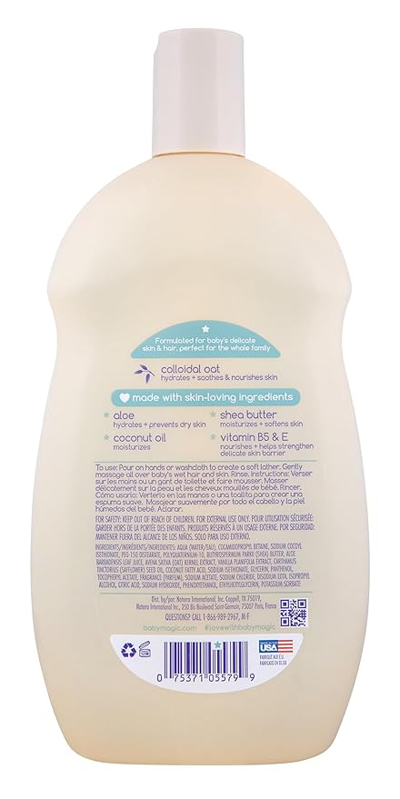 Baby Magic Soothing Hair & Body Wash | Soothes and Cleanses Baby's Delicate Skin | Tear-Free | Vanilla and Oats | 16.5 fl oz.