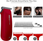 Red by Kiss Hair Clipper, Mini Cordless Hair Trimmer, Long Lasting Hair Cutting Kit, USB-C Rechargeable Haircut Beard Trimming Clippers for Men Women Kids, Portable Grooming Kit (Red)