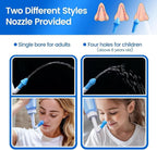 Neti Pot Sinus Rinse Bottle Nose Wash Cleaner Pressure Rinse Nasal Irrigation for Adult & Kid BPA Free 300 ML with 30 Nasal Wash Salt Packets and Sticker Thermometer(Blue)
