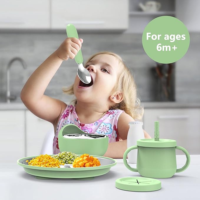 13 Pack Silicone Baby Feeding Set, BPA-Free Toddler Feeding Supplies, Include Suction Plates, Baby Bowls, Silicone Fork & Spoon, and More, First Stage Baby Dish Set - 6+ Months