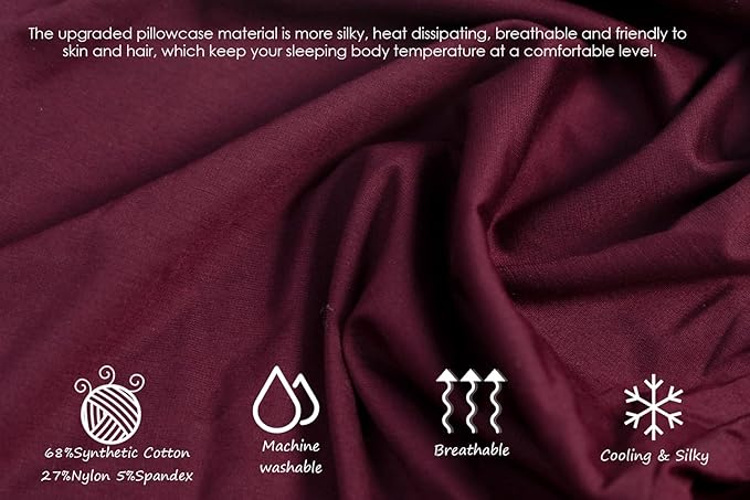 INSEN Pregnancy Pillow, Maternity Body Pillow with Velvet Cover, C Shaped for Side Sleeping (Cooling Tencel-Red Plum)