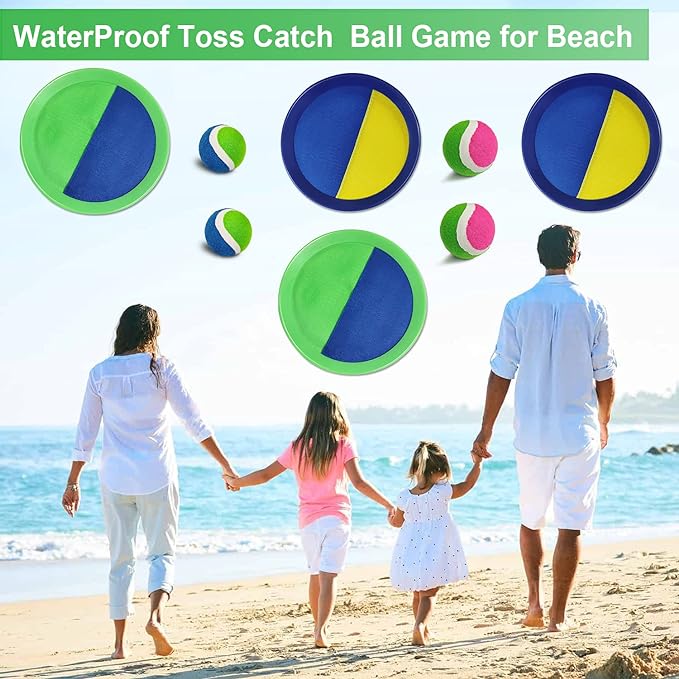 Jalunth Ball Catch Set Game Toss Paddle - Beach Toys Back Yard Outdoor Games Lawn Backyard Target Throw Catch Sticky Mitt Set Age 3 4 5 6 7 8 9 10 11 12 Years Old Boys Girls Kids Easter Gifts