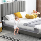 HONEY JOY Bed Rail for Toddlers, Extra Long, Foldable Portable Swing Down Safety Bed Guard Rail, Toddler Bed Rails for Crib, King Queen Full Twin Size Bed Mattress (Light Gray, 2 Pack, 71 Inch)