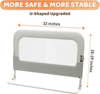 Bed Guard Rail for Toddlers - 32inch Folding up & Adjustable Heights Baby Bed Safety Rails - Portable Toddler Bed Barrier Railing Guard for Kids Twin, Bunk, Queen, Full Size Bed