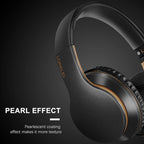 LORELEI X6 Over-Ear Headphones With Microphone, Lightweight Foldable & Portable Stereo Bass With 1.45M No-Tangle Wired for Smartphone Tablet MP3/4 (Black-Gold)