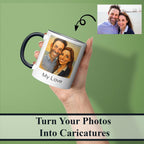 Personalized Coffee Mug, Custom Photo Caricature Gift, Funny Customized Coffee Gift for Men & Women, Custom Mugs with Pictures, Green 11oz Customized Fathers Day Mug