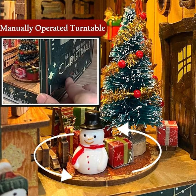 Miniature Book Nook Kit Christmas Book Nooks for Adults, Christmas Tiny House Book Nook Winter Christmas Kit, DIY 3D Puzzle Christmas House (Jingle Cabin)
