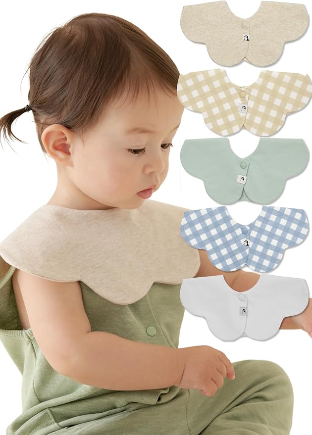Konny Baby Bibs Set, 360 ° Rotate, Soft and Absorbent Bandana Drooling for Boys Girls baby Essentials