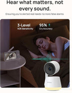 Dr.Care LumiView Smart WiFi Baby Monitor with Clip Mount - 5" 1080P FHD & 2K Camera App Control, Privacy Mode, 5000mAh Removable Battery, Cry & Motion Alerts, HD Night Vision, RGB Night Light
