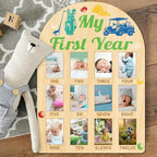ORIGACH My First Year Baby Growth Photo Display Wood Board - 12 Months Newborn Milestones Photo Board - Neutral Baby Keepsake Frame 1st Birthday Party Nursery Decor New Mom Gift - Golf Element
