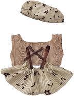 17cm Doll Clothes, Accessories for 15/17cm Dolls Clothes Headband + Overalls, Dolls Keychain Accessories, No Doll Included (Flower Dress)