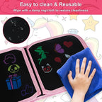 Erasable Book Doodle Set for Kids,Reusable Magic Drawing Book for Kids with 12 Watercolor Pens 14 Page Drawing,Road Trip Car Game Writing Painting Set for Boys and Girls (Pink Unicorn)