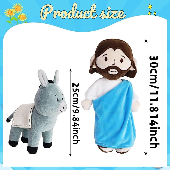 Jesus Plush Doll Guardian Mary Stuffed Baptism plushie Savior Toy for Church Sunday School Religious Easter