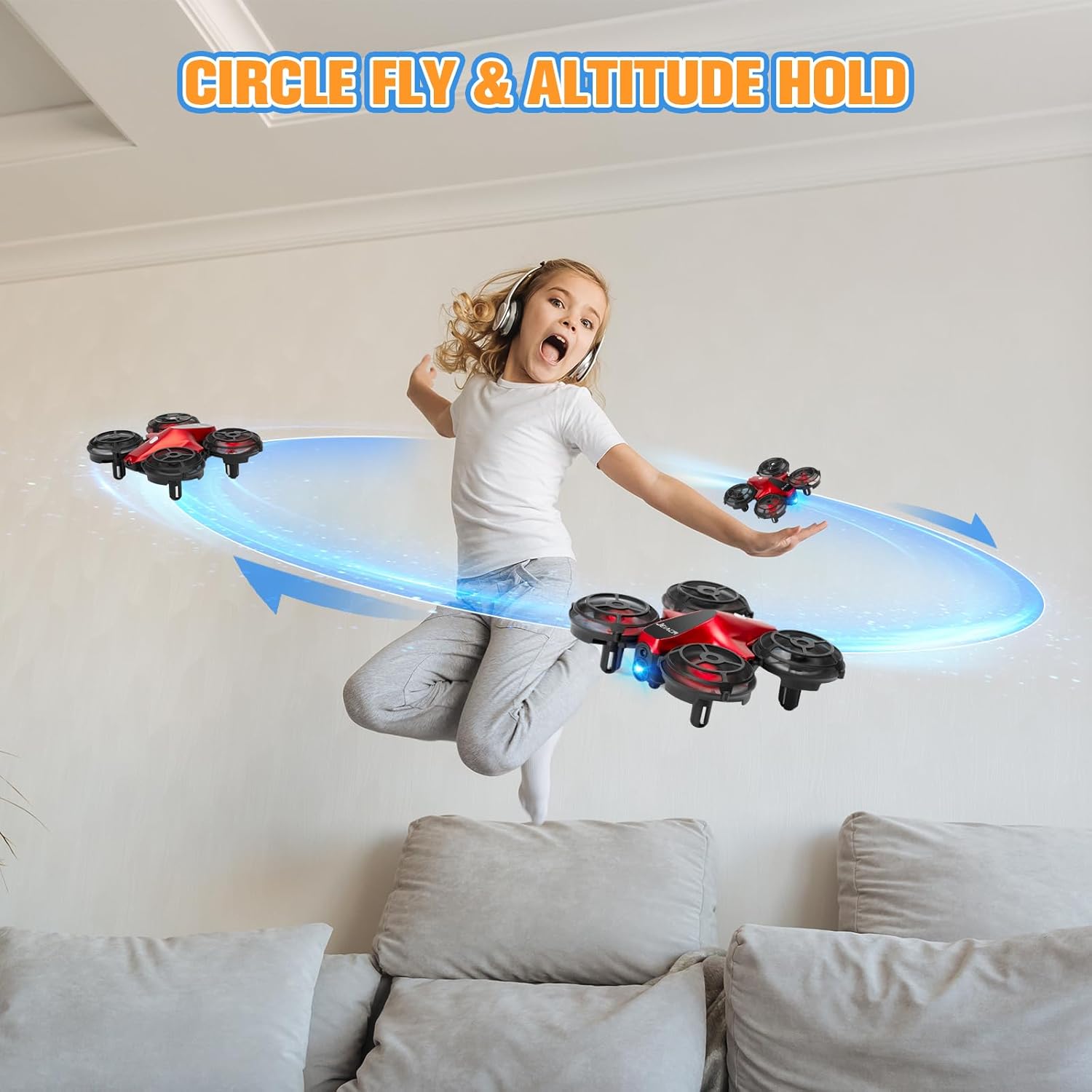 Drones for Kids,Drrntr Mini Drone - Kids Drone with 3D Flip, Auto Hovering,Rc Drone for Kids 8-12 with Headless Mode, 2 Batteries - Indoor Quadcopter,Flying Toys Gifts for Boys and Girls