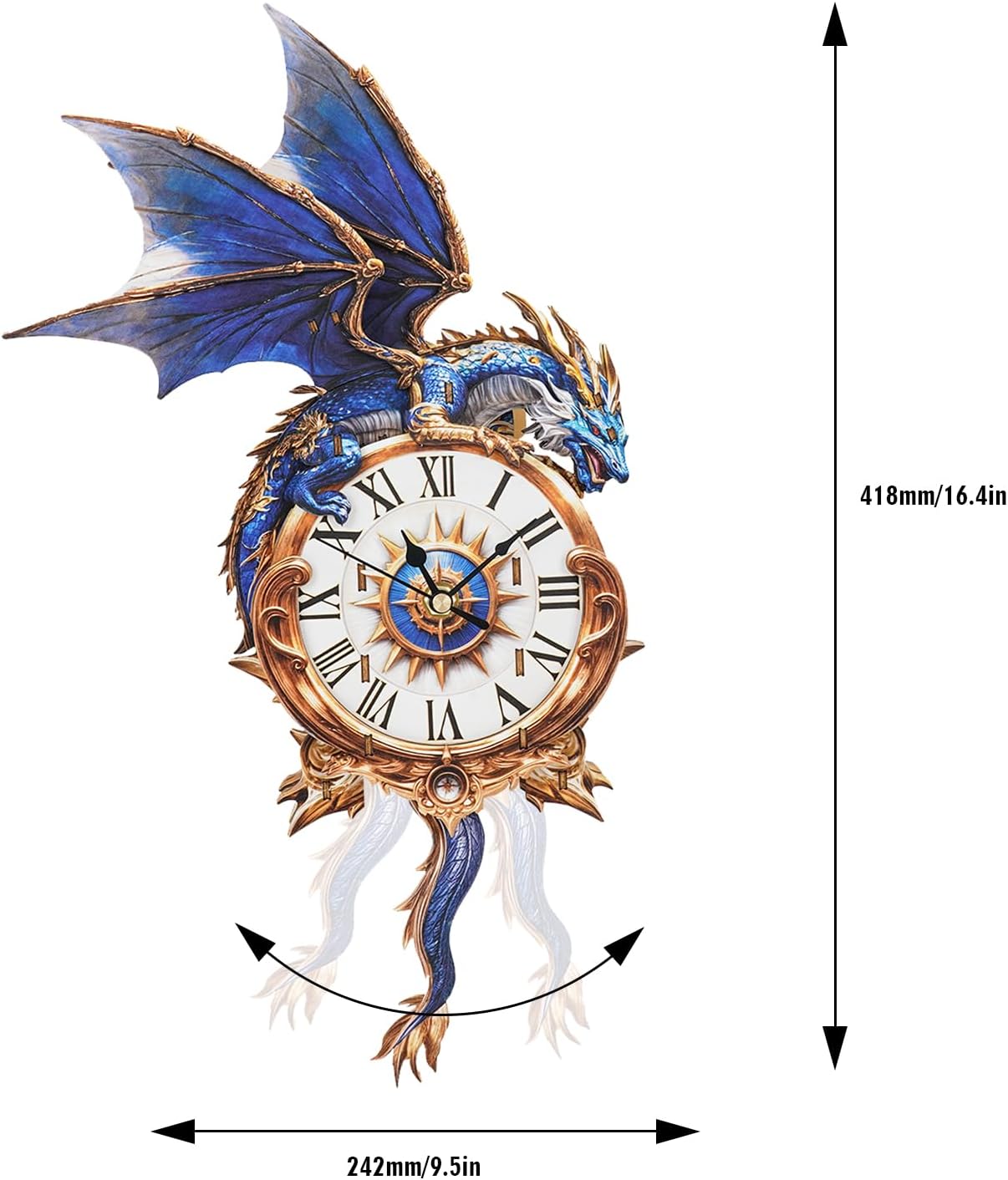 Cutywood 3D Puzzles for Adults Clock-Blue Dragon Design Model Kit-Mechanical DIY Pendulum Clock with Roman Numerals-Desk Home Office Decor Personalized Gift for DIY Lovers