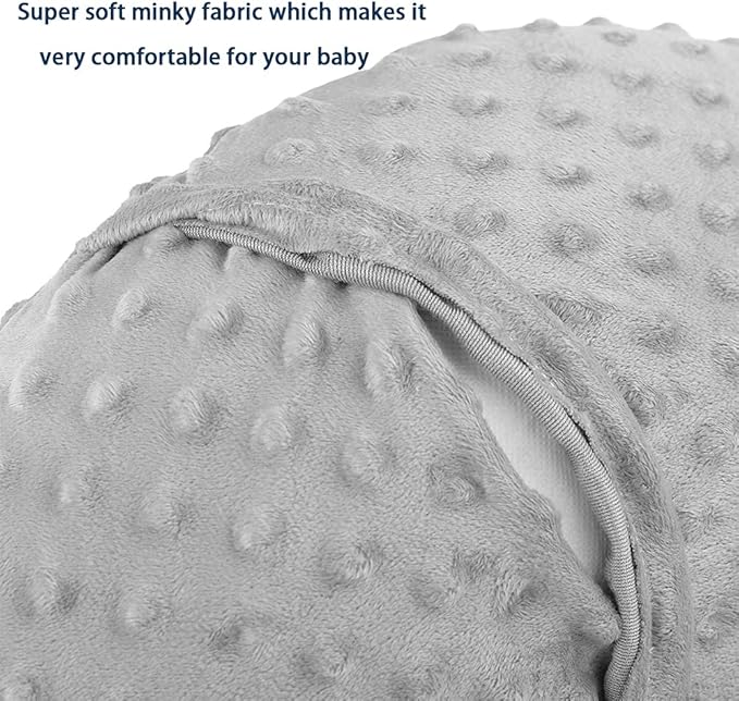 iEvolve Minky Nursing Pillow Cover Breast Feeding Pillow Cover Slipcover U Shape for Baby Boy Girl,Cover Only(Beige&White, Pack of 2)