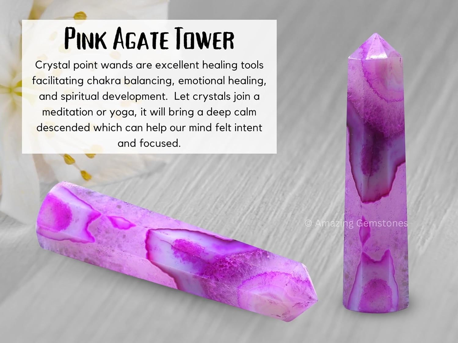 Amazing Gemstone Pink Agate Crystal Towers - Natural Healing Crystal Point Obelisk for Reiki Healing and Crystal Grid (2 Inch to 3 Inch)