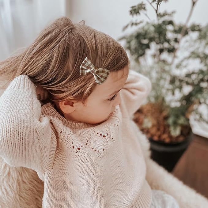 Baby Girl Hair Clips Set 20Pcs Tiny 2" Toddler Hair Bows Fully Covered Barrettes Clips for Babies Kids Small Hair Accessories