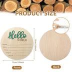 Baby Announcement Sign, 5.9 Inch Wooden Hello World Newborn Sign, Birth Announcement, Baby Shower Hospital Nursery for Newborn Boys and Girls (Green)