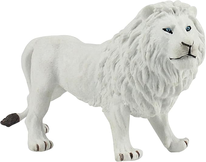 FUNSHOWCASE African Jungle Animals Male White Lion Toy Figure Realistic Plastic Figurine Height 3.1-inch