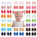 40pcs baby hair ties with Bows Elastic Ponytail Holders Small Hair Accessories for Kids Toddlers Infants. (Mixed color 3)