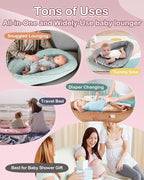 Baby Lounger - Infant Lounger for Newborn 0-24 Months, Pure Cotton Breathable Baby Nest Lounger Cover, Newborn Essentials for Baby Boys & Girls, Co Sleeper Portable Baby Bed for Home and Travel
