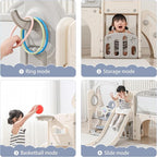 Toddler Outdoor Climber Playset with Basketball for Kids Ages 1 to 3 Years Slide and Swing Set 12 in 1 Playground Indoor Slide for Kids Durable Ecofriendly Plastic Backyard Playset White